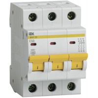 ავტომატური ამომრთველი. ВА47-29 3P 50A 4,5кА х-ка C IEK