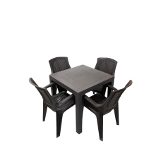 მაგიდა 80*80 4 სკამით FLORA  ყავისფერი