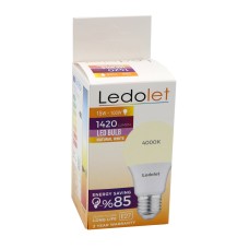 ლედ ნათურა Ledolet 15w E27 4000K LED bulb