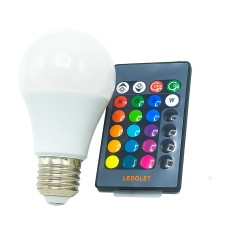 ლედ ნათურა პულტით Ledolet  9w RGBW LED bulb