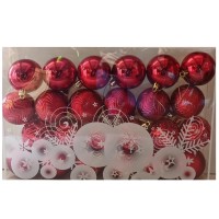 ნაძვის ხის აქსესუარი ბურთულა MH-26379 6სმ 24ც წითელი