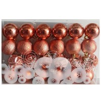 ნაძვის ხის აქსესუარი ბურთულა MH-26384 6სმ 24ც ღია ვარდისფერი