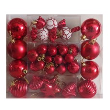 ნაძვის ხის აქსესუარი ბურთულა MH-26393 36ც წითელი