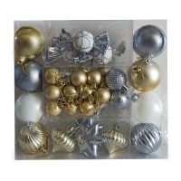 ნაძვის ხის აქსესუარი ბურთულა MH-26395 36ც ნაცრისფერი, ოქროსფერი, თეთრი