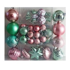 ნაძვის ხის აქსესუარი ბურთულა MH-26396 36ც ვარდისფერი, მწვანე