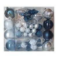 ნაძვის ხის აქსესუარი ბურთულა MH-26397 36ც ვერცხლისფერი, ლურჯი