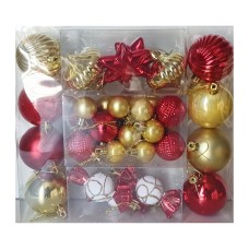 ნაძვის ხის აქსესუარი ბურთულა MH-26398 36ც ოქროსფერი, წითელი