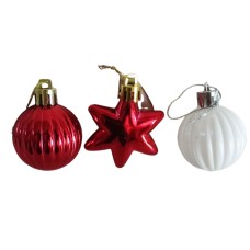 ნაძვის ხის აქსესუარი ბურთულა MH-26404 10ც წითელი, თეთრი