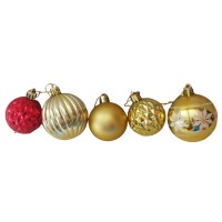 ნაძვის ხის აქსესუარი ბურთულა MH-26419 34ც წითელი, ოქროსფერი