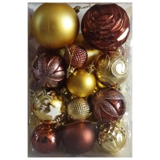 ნაძვის ხის აქსესუარი ბურთულა MH-26421 34ც ოქროსფერი, ყავისფერი