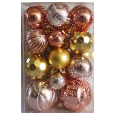 ნაძვის ხის აქსესუარი ბურთულა MH-26422 34ც ოქროსფერი, ღია ვარდისფერი