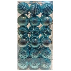 ნაძვის ხის აქსესუარი ბურთულა MH-26390 6სმ 36ც ცისფერი