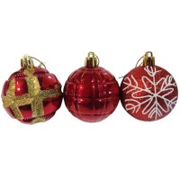 ნაძვის ხის აქსესუარი ბურთულა MH-26438 6სმ 24ც წითელი