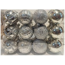 ნაძვის ხის აქსესუარი ბურთულა MH-26439 6სმ 24ც ვერცხლისფერი