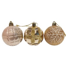 ნაძვის ხის აქსესუარი ბურთულა MH-26440 6სმ 24ც ღია ოქროსფერი