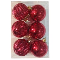 ნაძვის ხის აქსესუარი ბურთულა MH-26445 6სმ 6ც წითელი