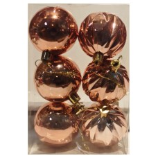 ნაძვის ხის აქსესუარი ბურთულა MH-26448 6სმ 6ც ღია ვარდისფერი