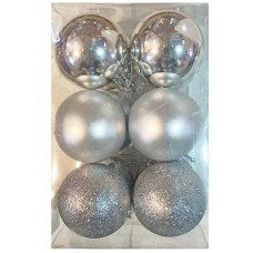 ნაძვის ხის აქსესუარი ბურთულა MH-26454 6სმ 12ც ვერცხლისფერი