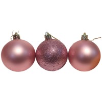 ნაძვის ხის აქსესუარი ბურთულა MH-26457 6სმ 12ც ვარდისფერი