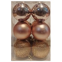 ნაძვის ხის აქსესუარი ბურთულა MH-26459 6სმ 12ც ღია ოქროსფერი