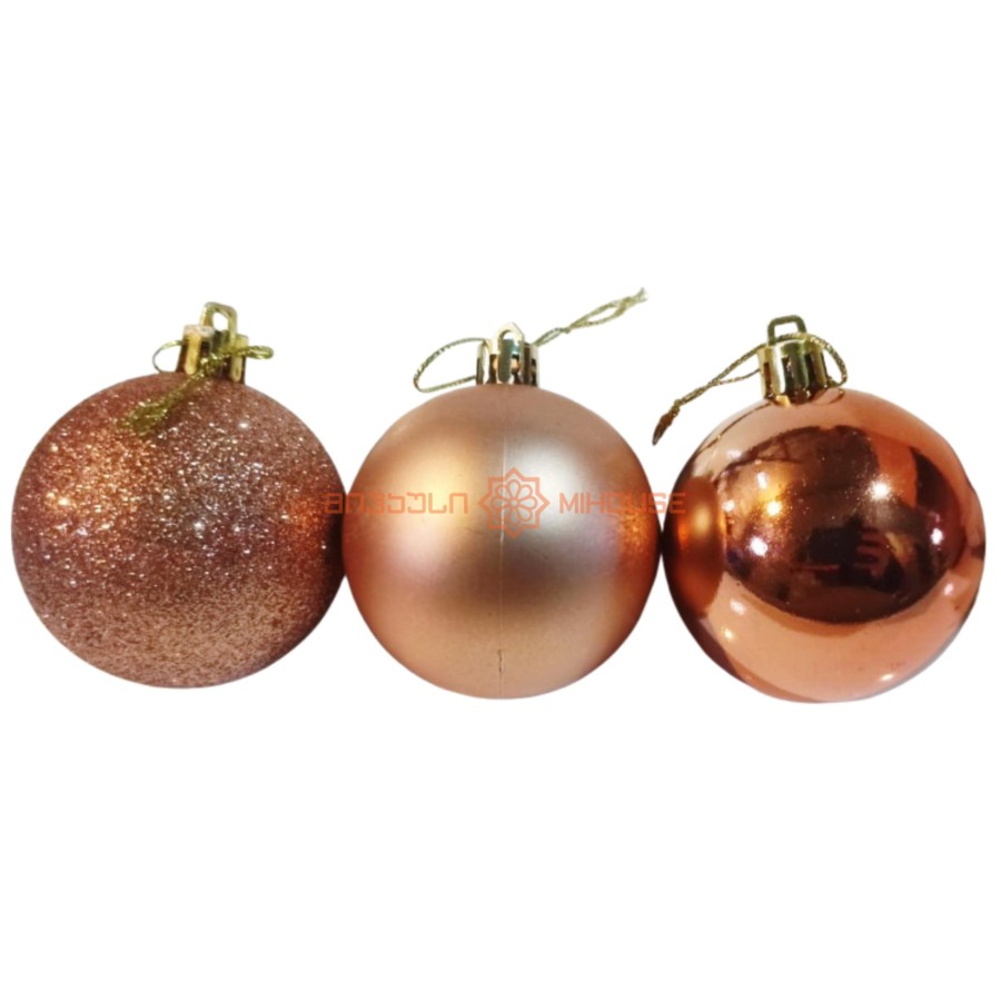 ნაძვის ხის აქსესუარი ბურთულა MH-26460 6სმ 12ც ღია ვარდისფერი