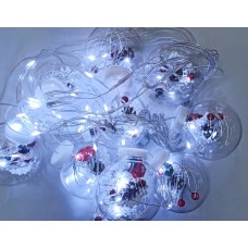 საახალწლო განათება, 10 საშობაო ბურთი, თეთრი ნათება MH-26629