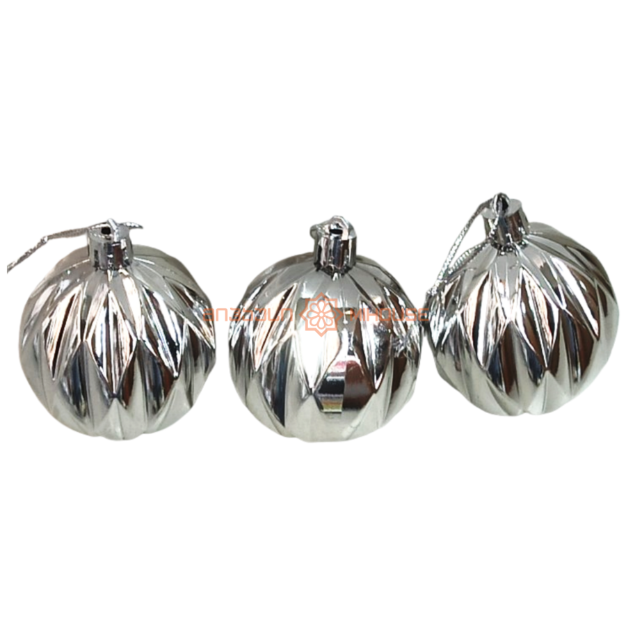 ნაძვის ხის აქსესუარი ბურთულა MH-26446 6სმ ვერცხლისფერი 6ც