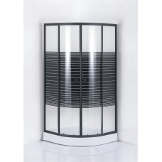 საშხაპე კაბინა პადონით ოვალური 8120E 90X90X194 შავი პროფილებით დეკორატიული შავი ხაზებით