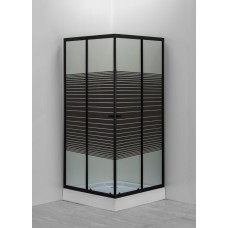 საშხაპე კაბინა პადონით ოთხკუთხედი 8126E 90x90x194 დეკორატიული შავი ხაზებით