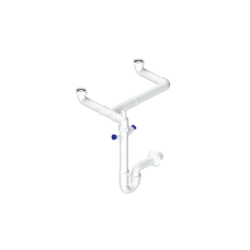 ადგილის დამზოგი სიფონი 2 განყოფილებიანი ნიჟარისთვის, ჰაერის სარქველით და ორმაგი სარეცხი მანქანის დაერთებით, G1½ ხრახნით L.B. PLAST