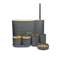 აბაზანის აქსესუარების ნაკრები 8 ცალიანი ღია ნაცრისფერი MH-34834