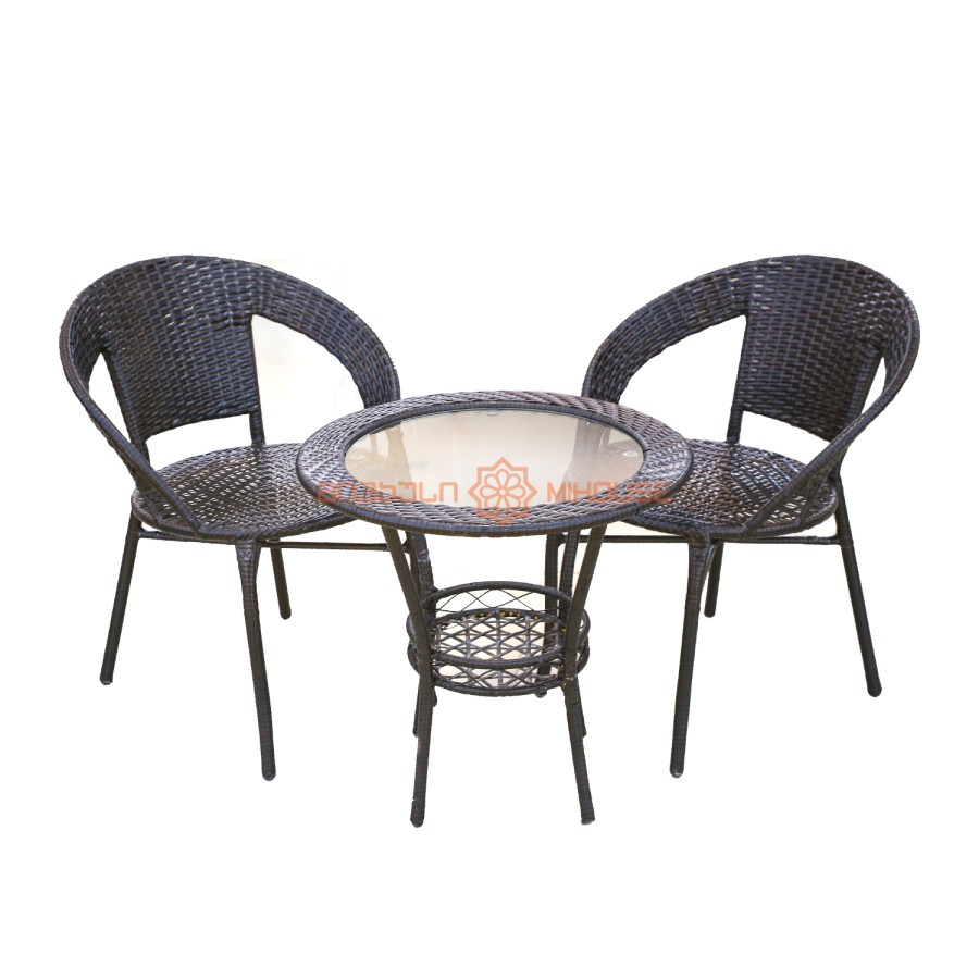 მაგიდა 2 სკამით PE-001 შავი