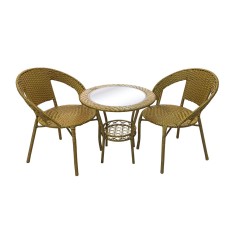 მაგიდა 2 სკამით PE-001 ოქროსფერი