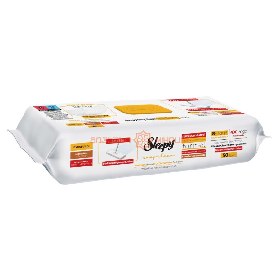 სველი ხელსახოცი 6062 ერთჯერადი იატაკის საწმენდი Sleepy 50 ცალი