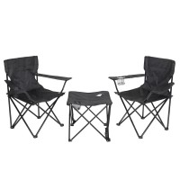 ნაჭრის დასაკეცი მაგიდა 2 სკამით ჩანთით GB-GM3145 შავი 