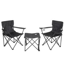 ნაჭრის დასაკეცი მაგიდა 2 სკამით ჩანთით GB-GM3145 შავი 