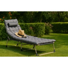 დასაკეცი საწოლი შეზლონგი GMFC-20180 ნაცრისფერი ბალიშით 192*66*30სმ