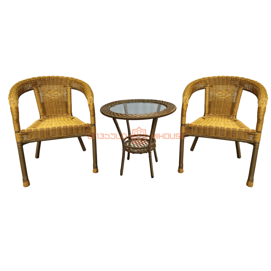 მაგიდა 2 სკამით GB-XFX-HBMH ოქროსფერი