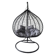 საქანელა-სავარძელი ორადგილიანი GB-1144 შავი ნაცრისფერი ბალიშით