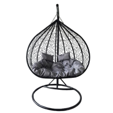 საქანელა-სავარძელი ორადგილიანი GB-1144 შავი ნაცრისფერი ბალიშით