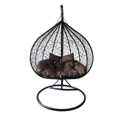 საქანელა-სავარძელი ორადგილიანი GB-1144 ყავისფერი ყავისფერი ბალიშით