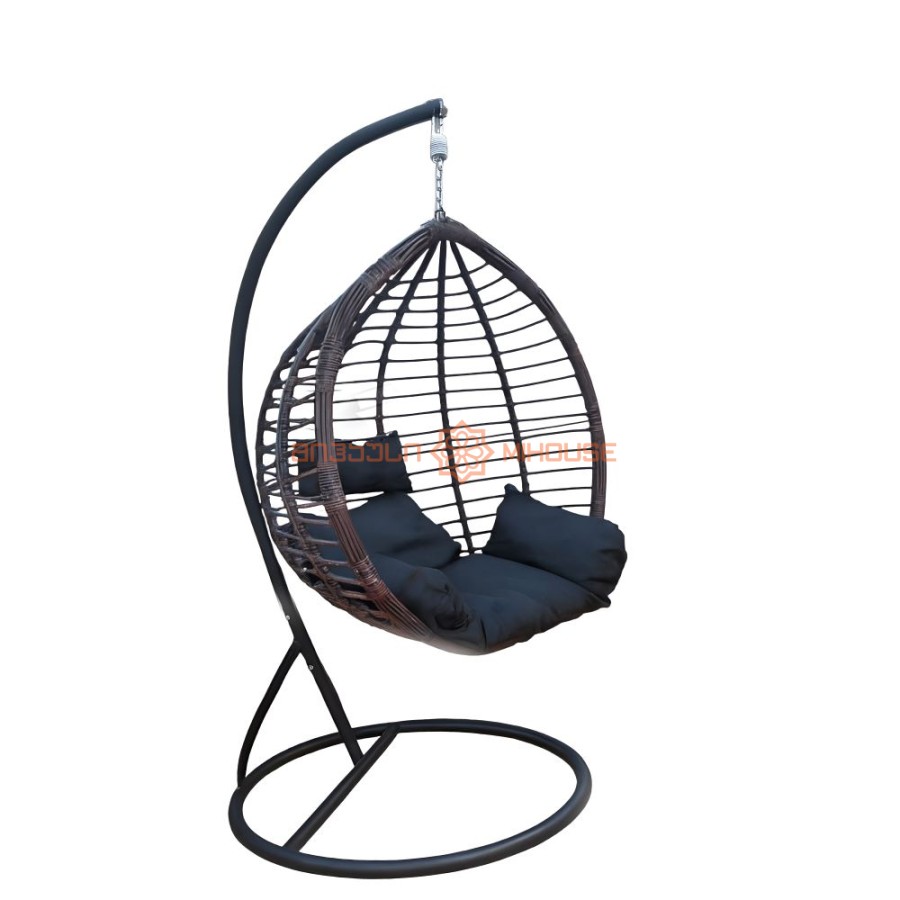 საქანელა-სავარძელი GB-XFX1142B ყავისფერი შავი ბალიშით