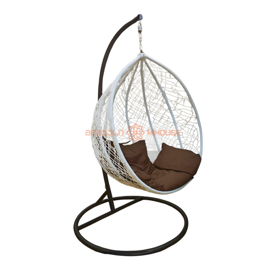 საქანელა-სავარძელი GB-XFX013LB თეთრი ყავისფერი ბალიშით