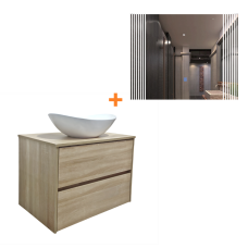 აბაზანის ავეჯის ქვედა კარადა ნიჟარით 70სმ PVC MH-34685+სარკე  MH-5159 