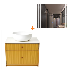 აბაზანის ავეჯის ქვედა კარადა ნიჟარით 70სმ PVC MH-34673+სარკე MH-5159