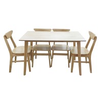 მაგიდა (1.2*0.7*0.75) ოთხი სკამით ნატურალი