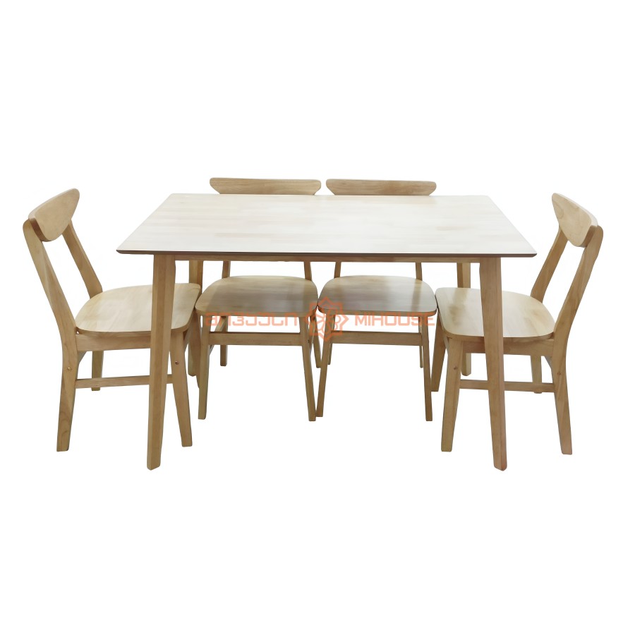 მაგიდა (1.2*0.7*0.75) ოთხი სკამით ნატურალი